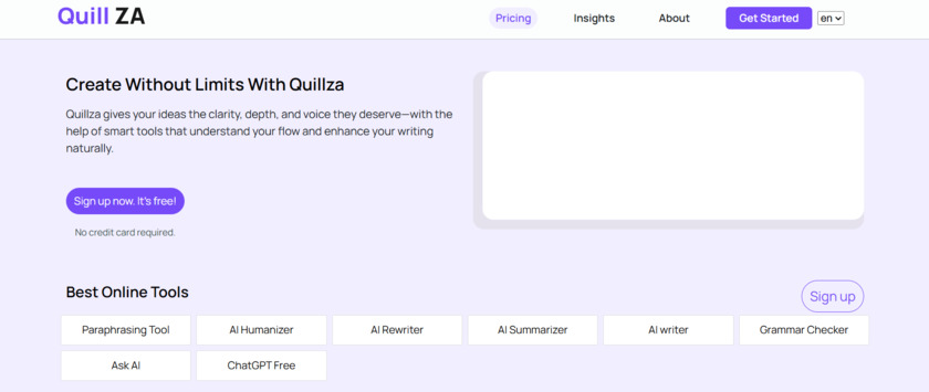 Quillza Landing Page