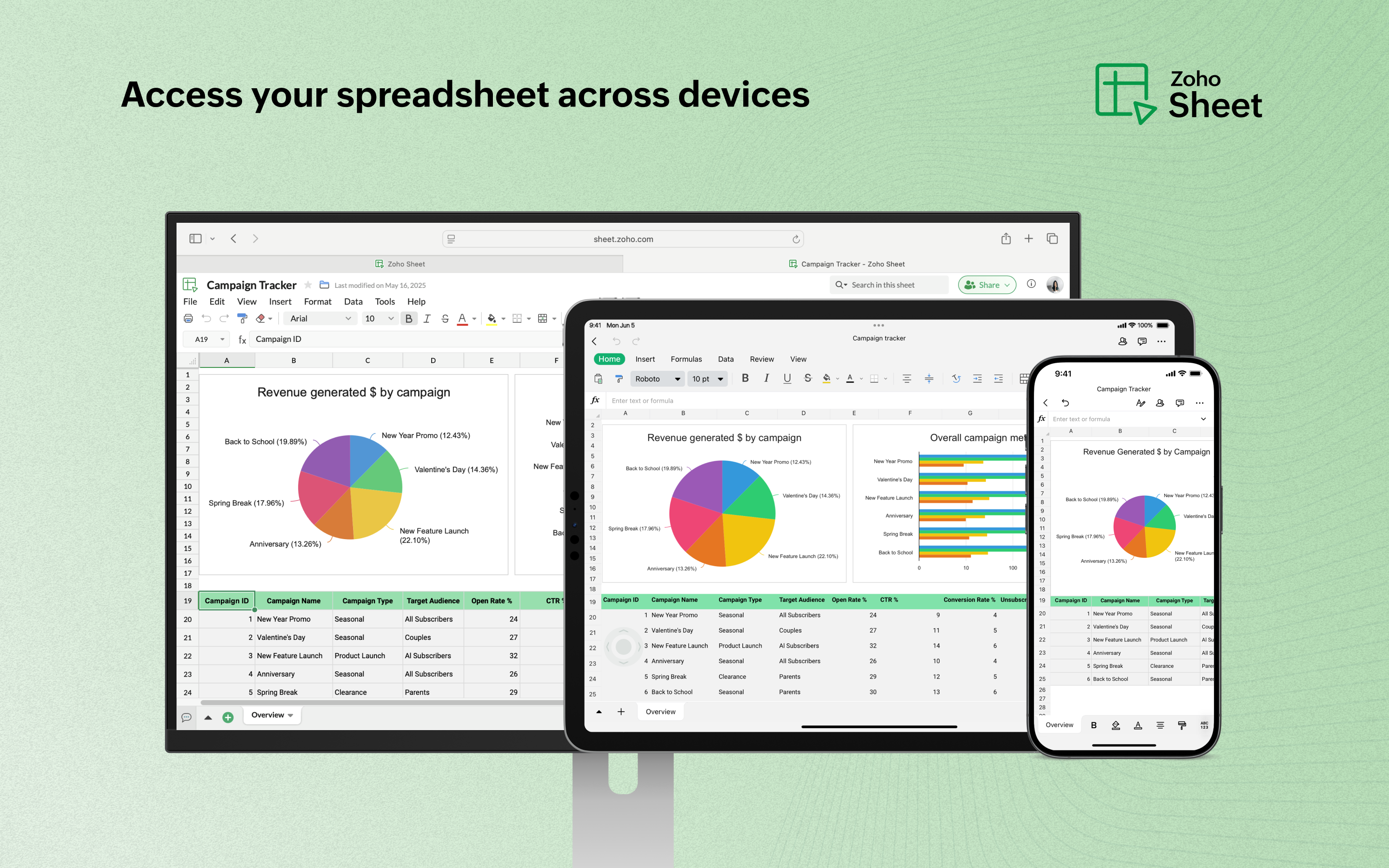 Zoho Sheet Zoho Sheet for web, Android, and iOS devices