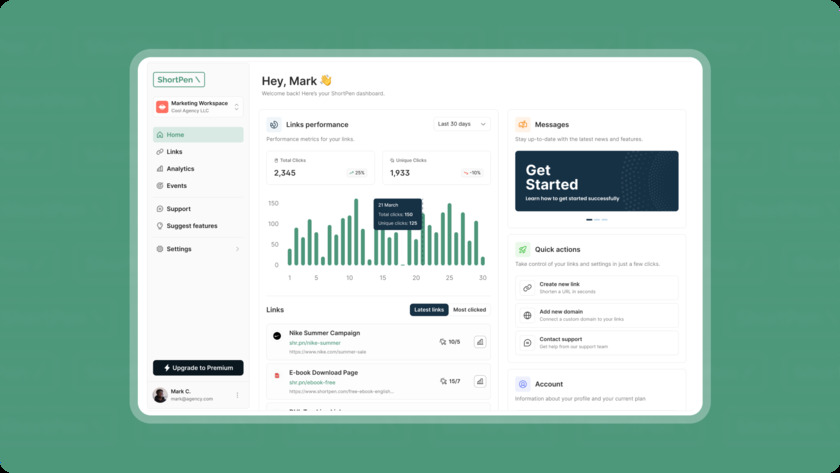 Shortpen Landing Page