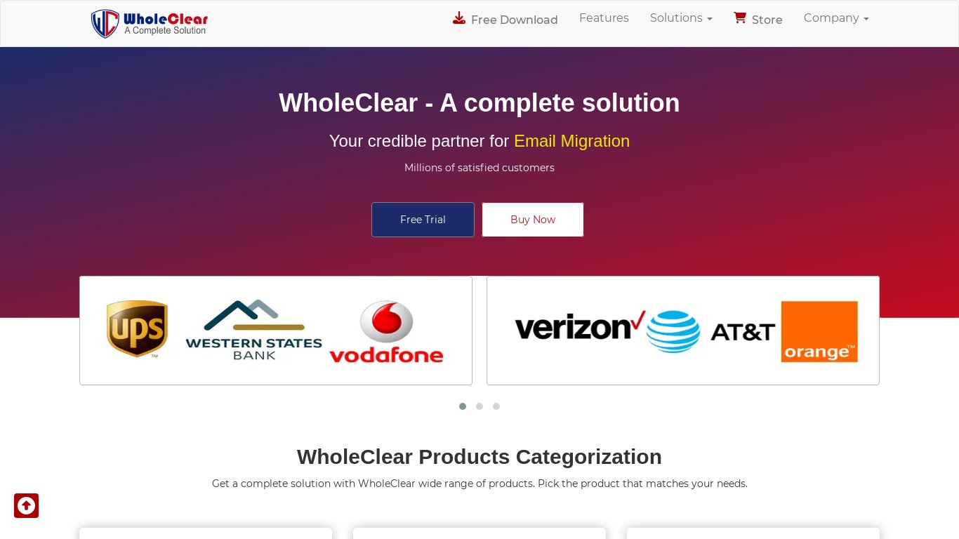 WholeClear Landing page