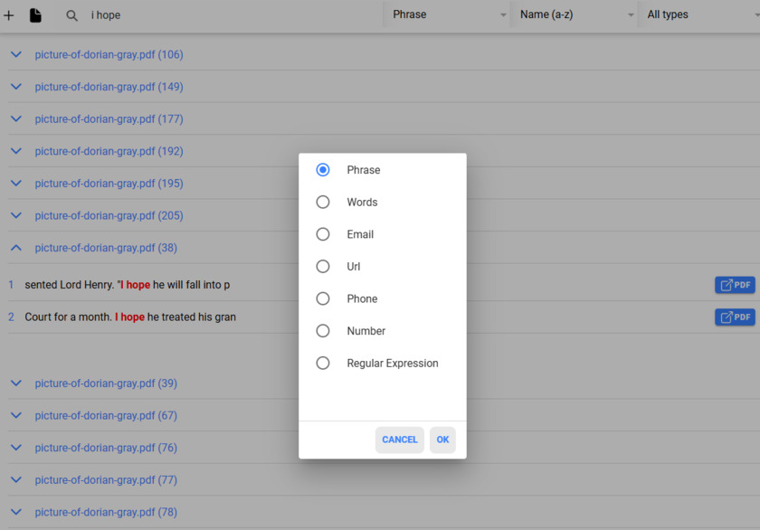 find-in-files.web.app Landing Page