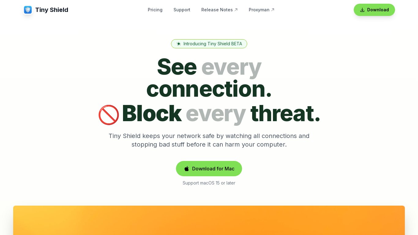 Tiny Shield Landing page
