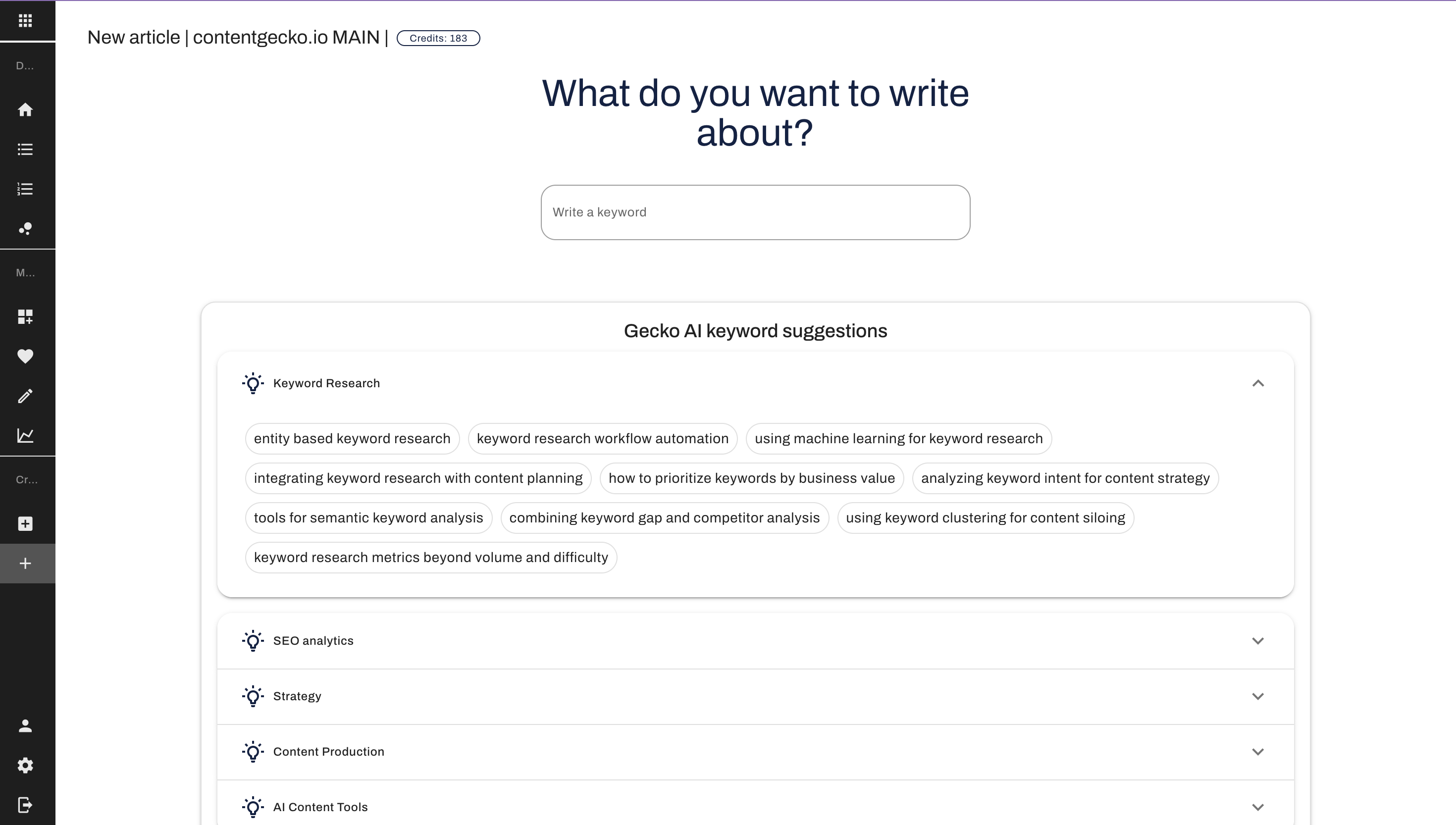 ContentGecko New article creation