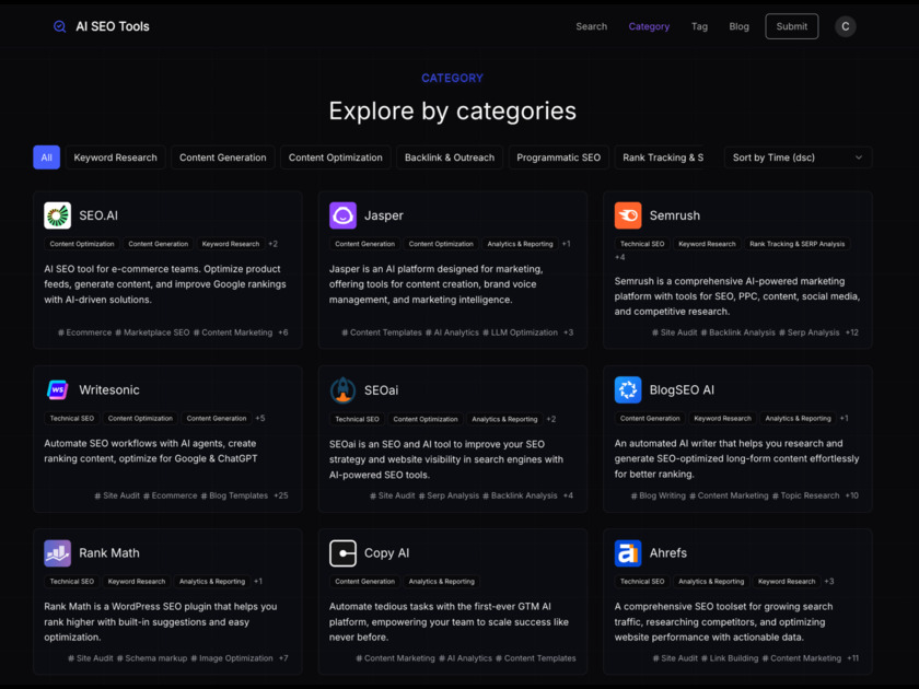 AI SEO Tools Landing Page