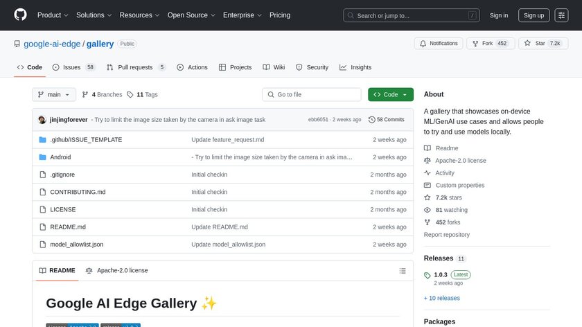 Google AI Edge Gallery Landing Page