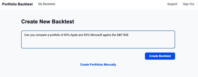 Portfolio Backtest Landing Page