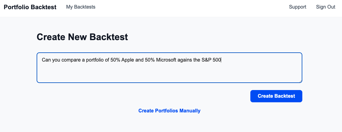 Portfolio Backtest Write you backtest in natural language