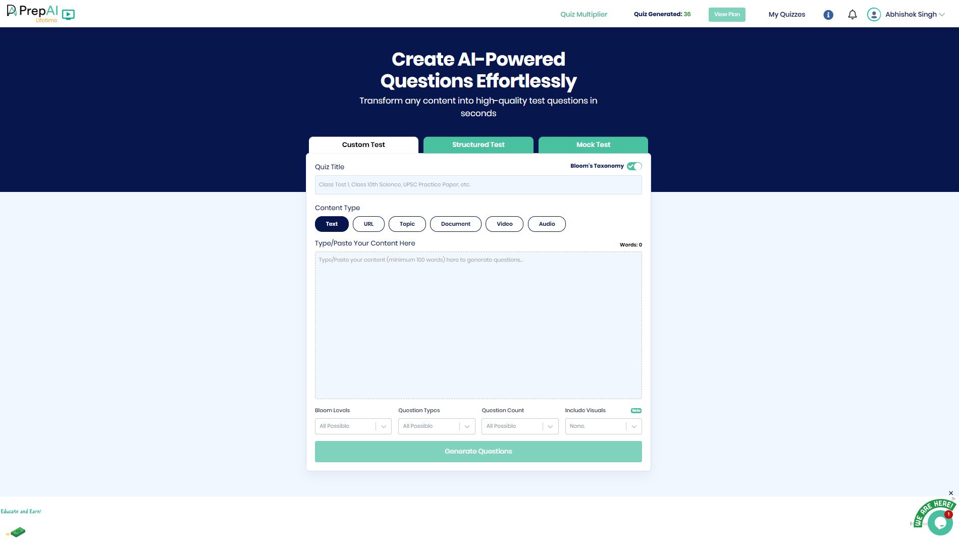 PrepAI Homepage