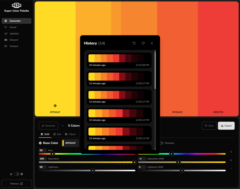 Super Color Palette Landing Page