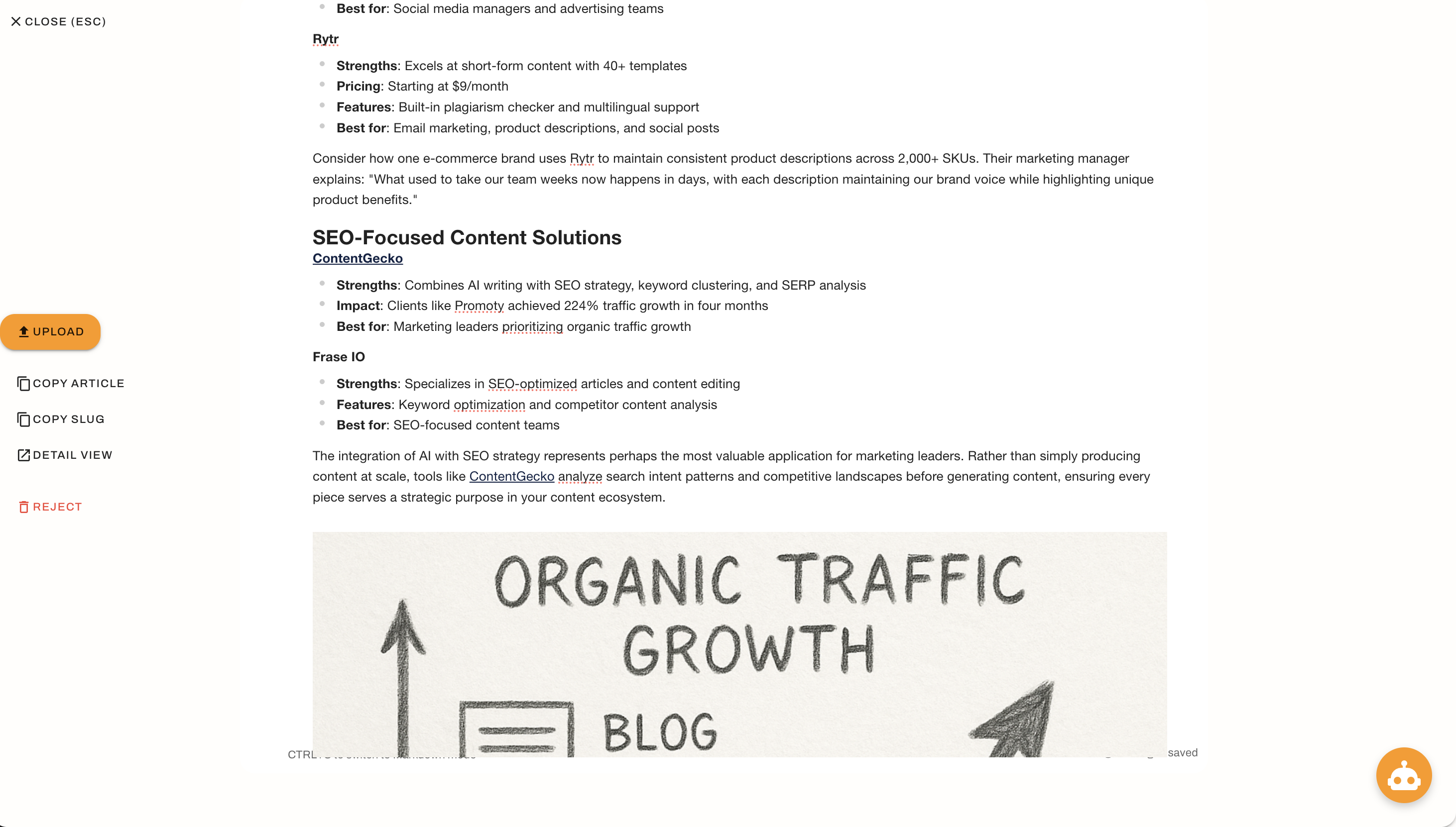 ContentGecko Article editing