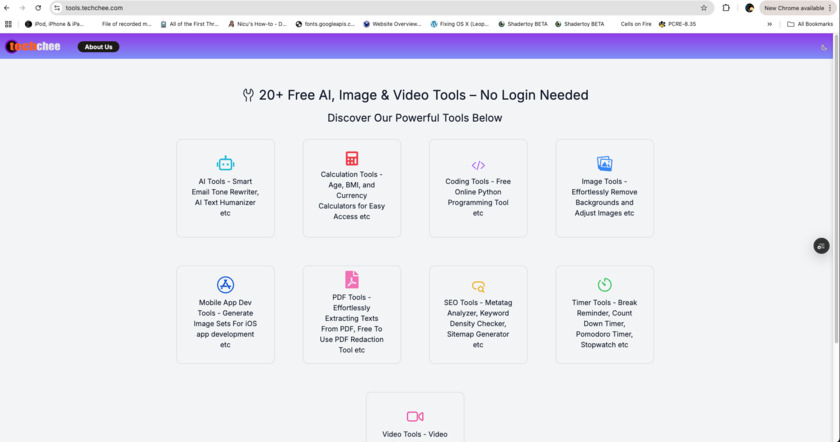 TechChee Tools Landing Page