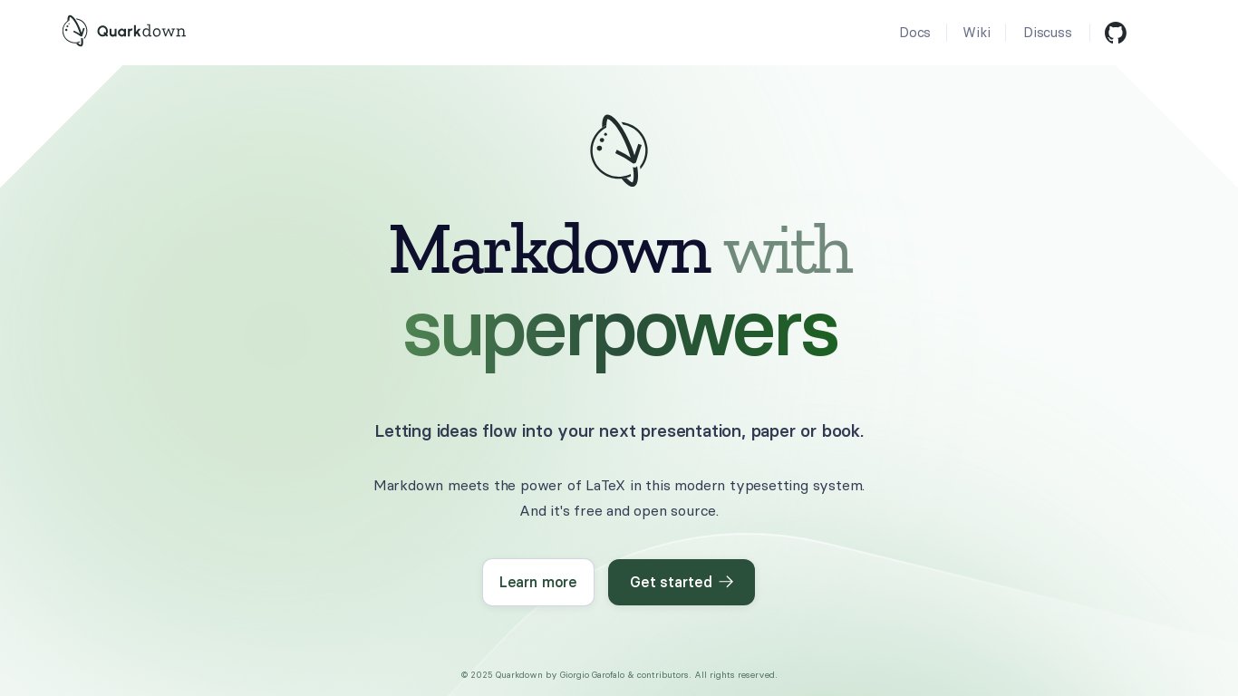 Quarkdown Landing page