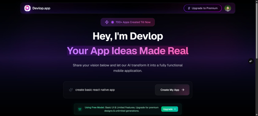 Devlop.app Landing Page