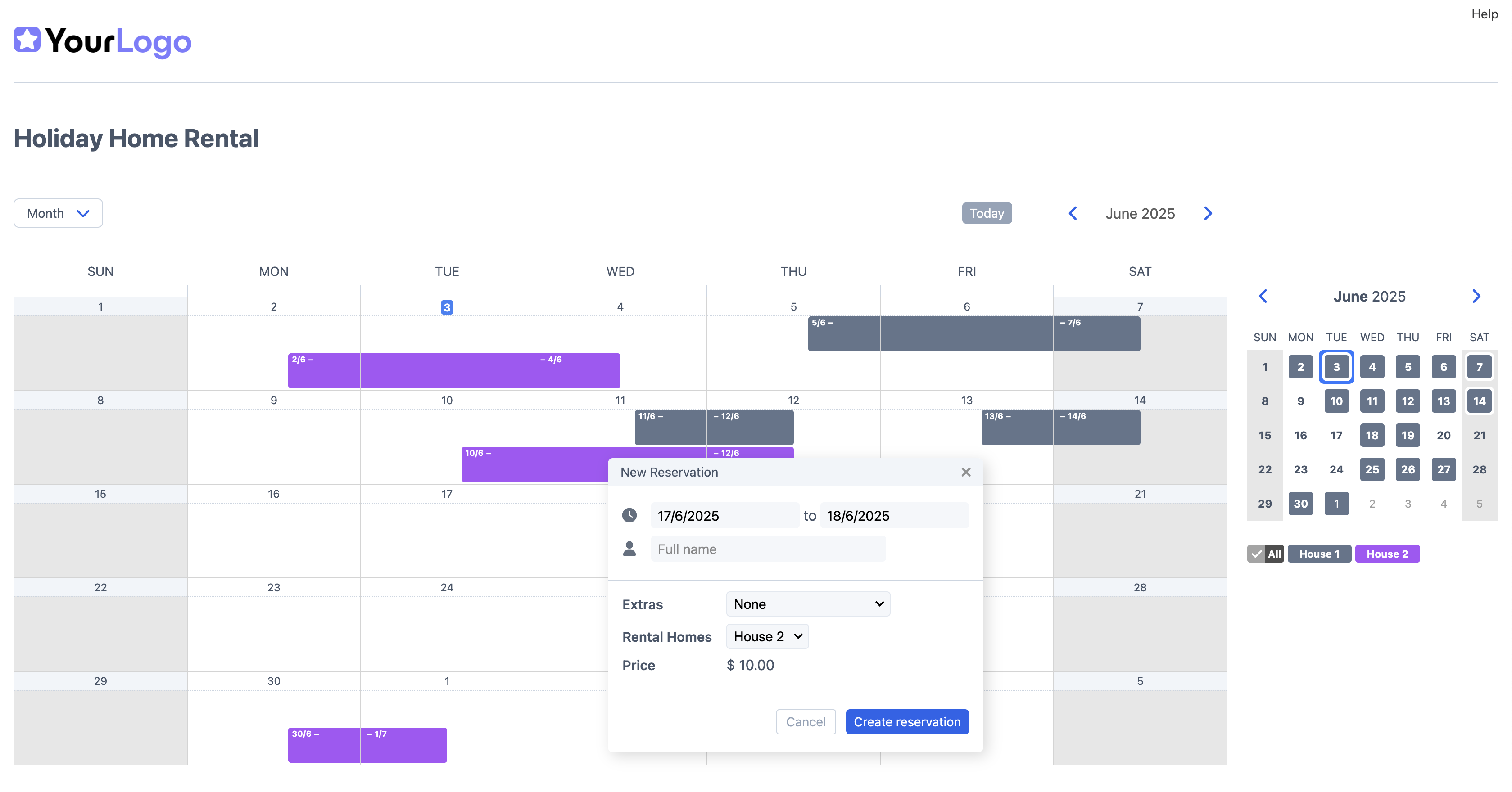 SuperSaaS SuperSaaS - multiday reservation schedule
