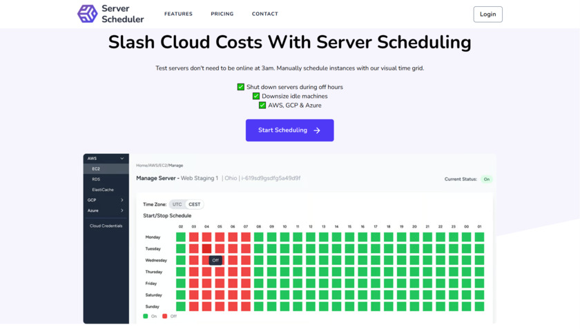 Server Scheduler Landing Page