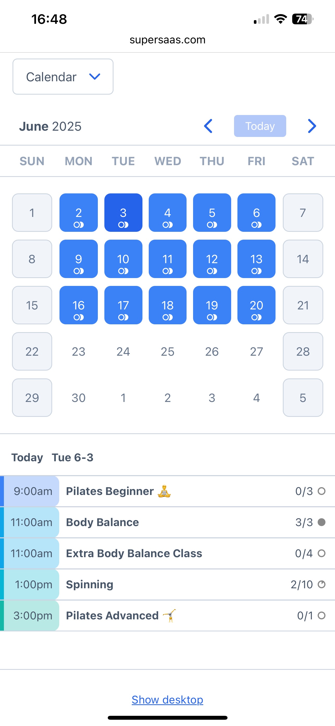 SuperSaaS SuperSaaS - class or group schedule on mobile device