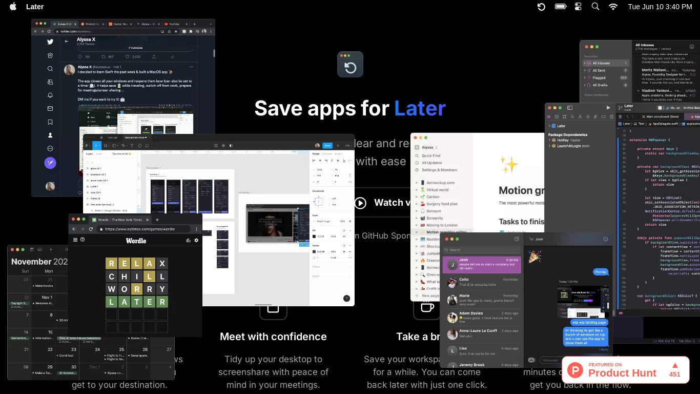 getlater Landing page
