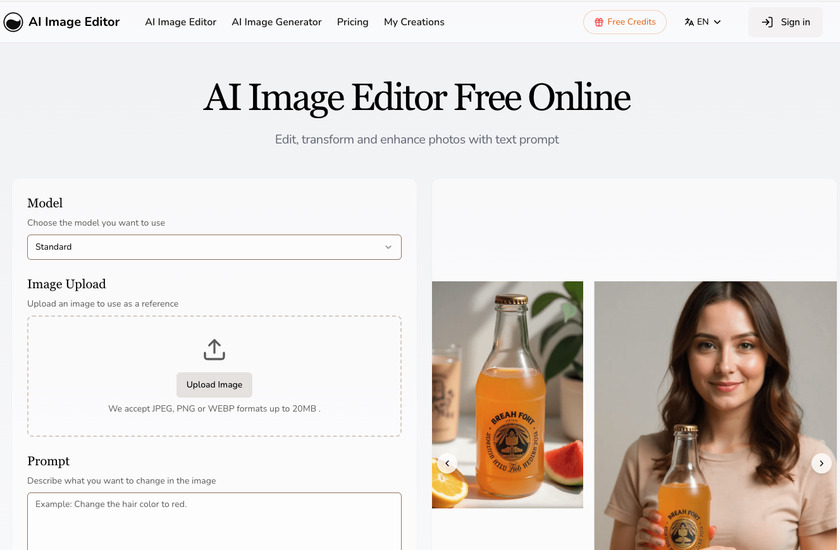 AI Image Editor AI Landing Page