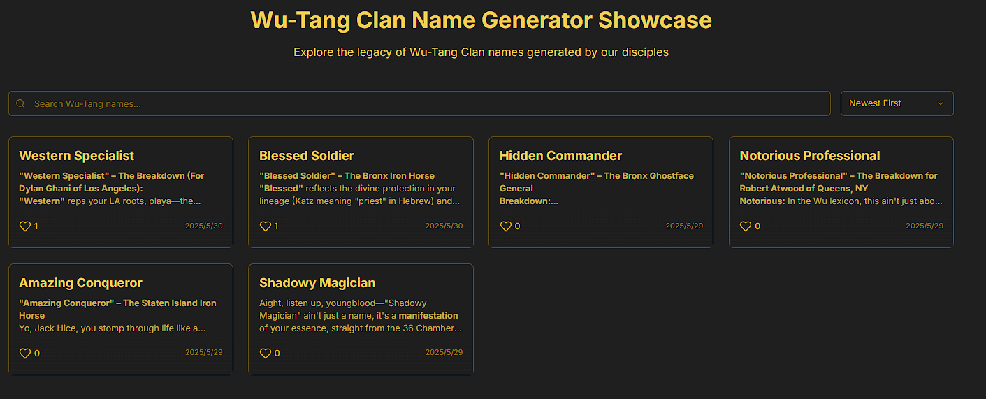 Wu-Tang Name Generator Community