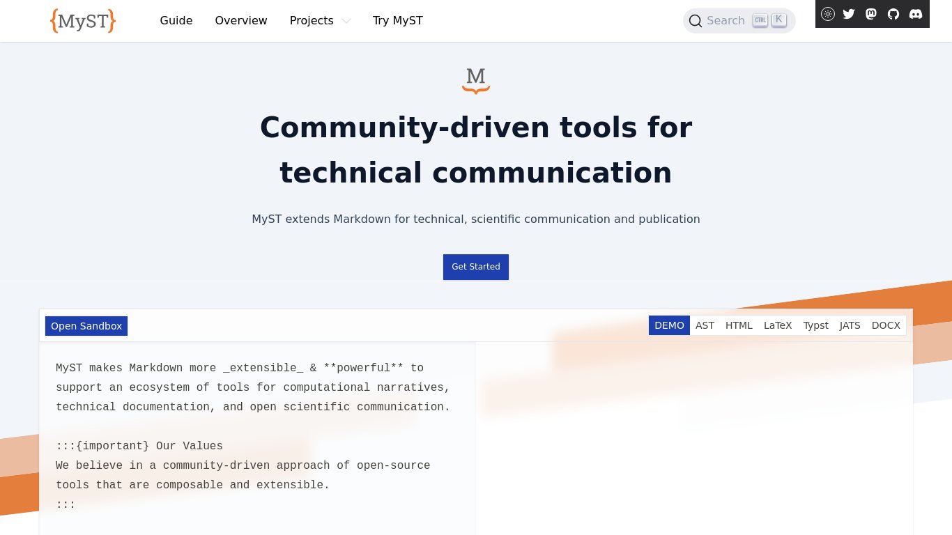 MyST Markdown Landing page