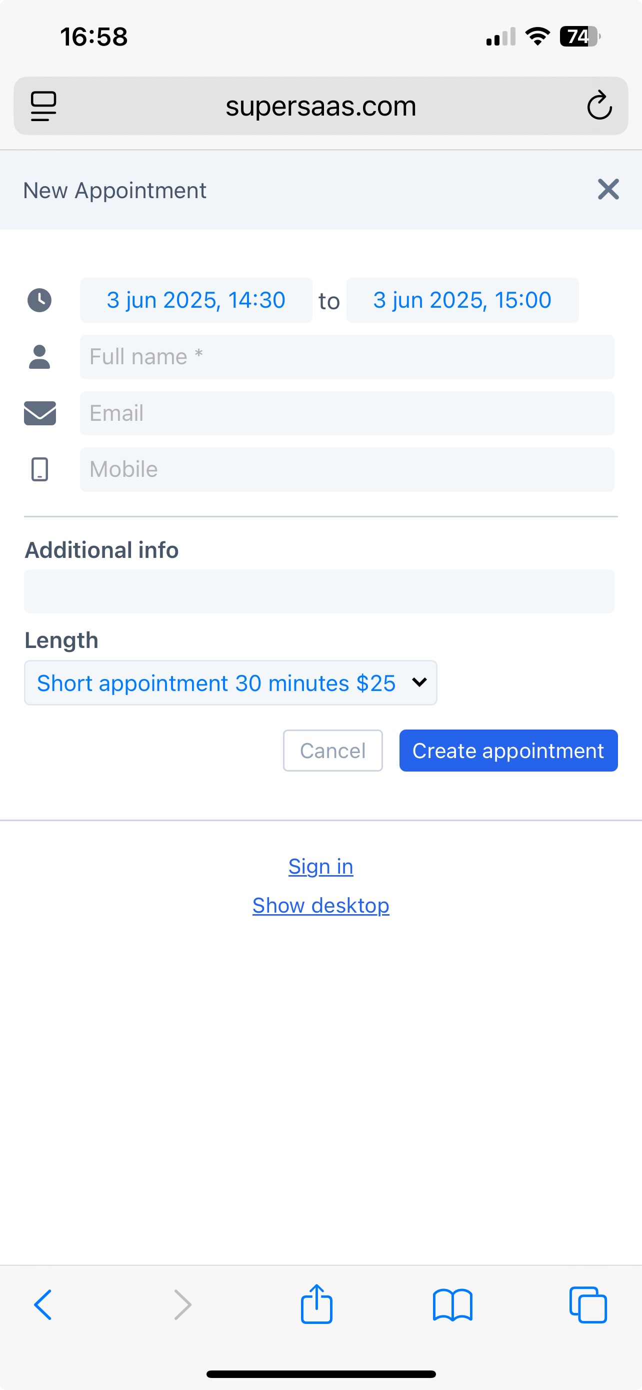 SuperSaaS SuperSaaS - appointment planning on a mobile device