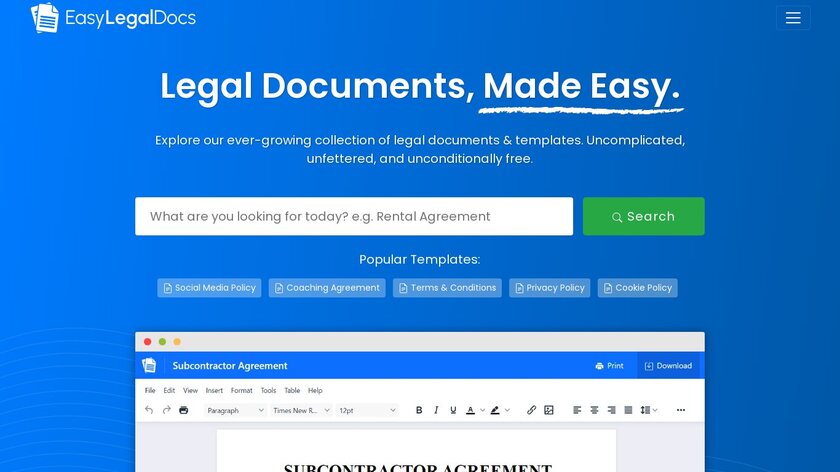 Easy Legal Docs Landing Page