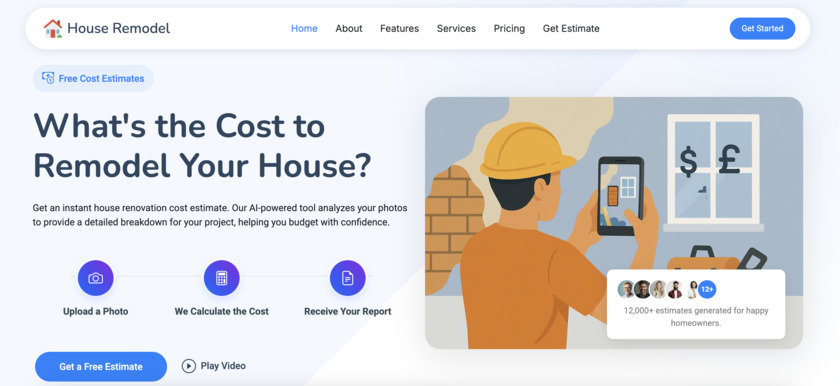 House Remodel Cost Landing Page