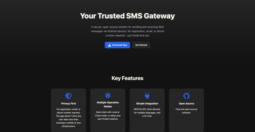 SMSGate App Landing Page