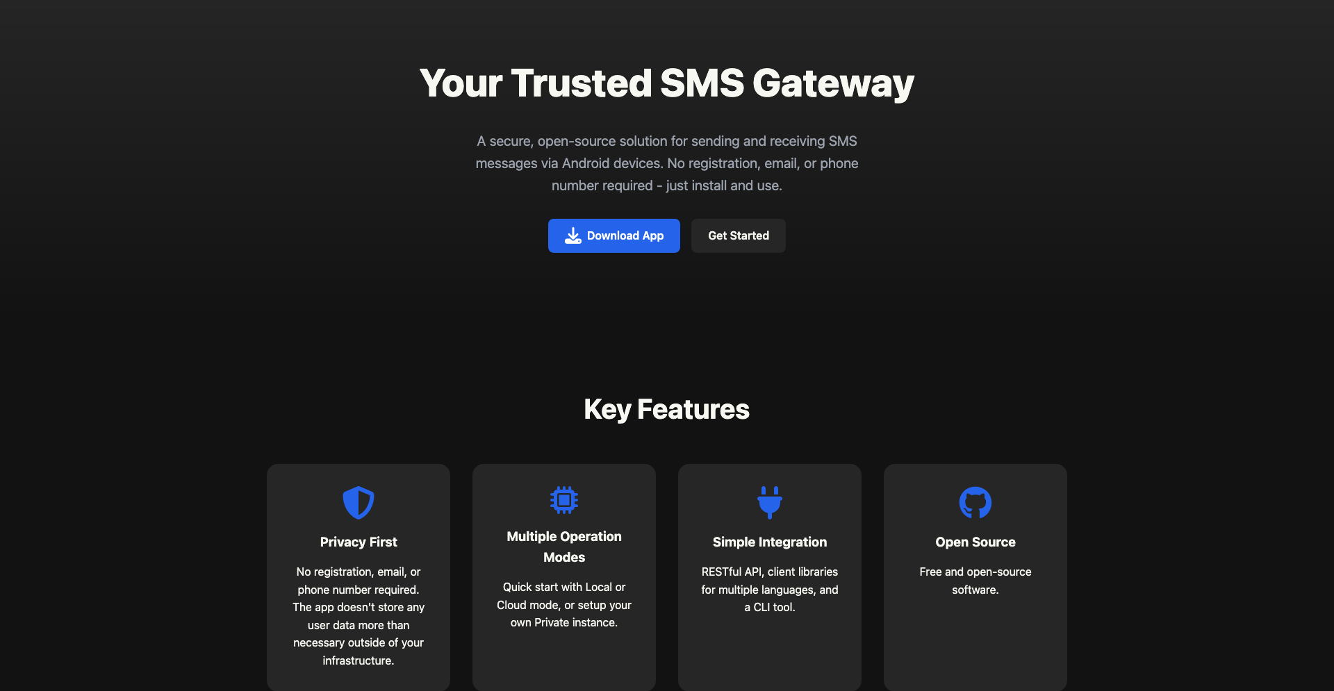 SMSGate App Landing Page