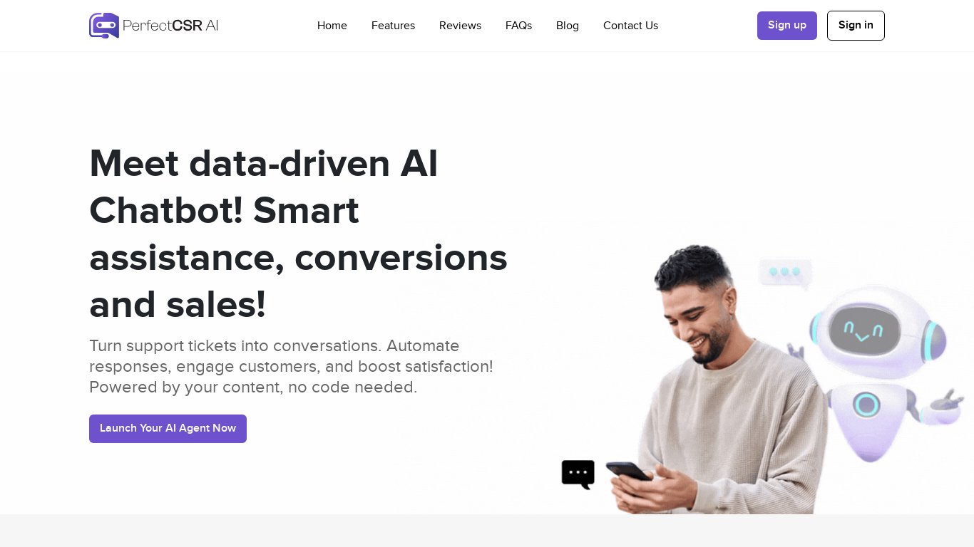 PerfectCSR.AI Landing page