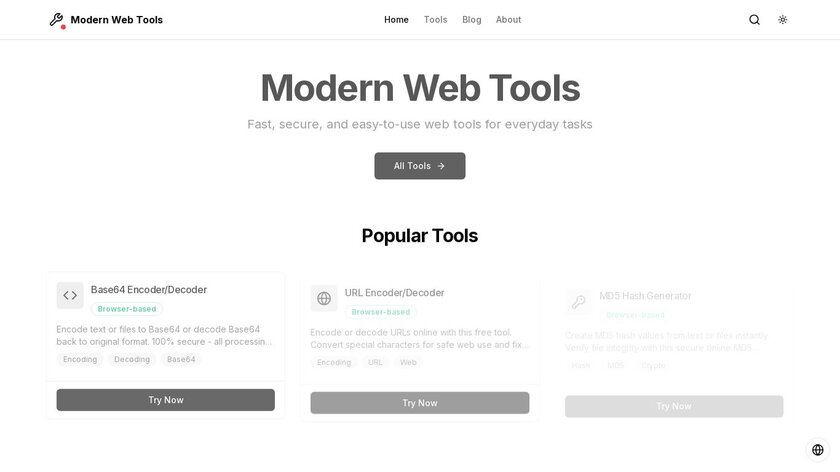 Modern Web Tools Landing Page