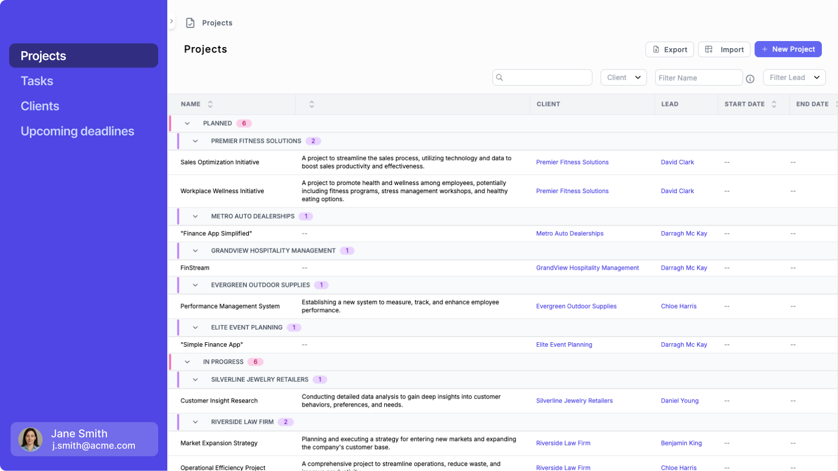 Noloco Project Management example