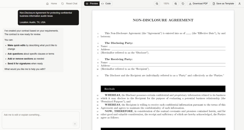 Contractgenerator.io Landing Page