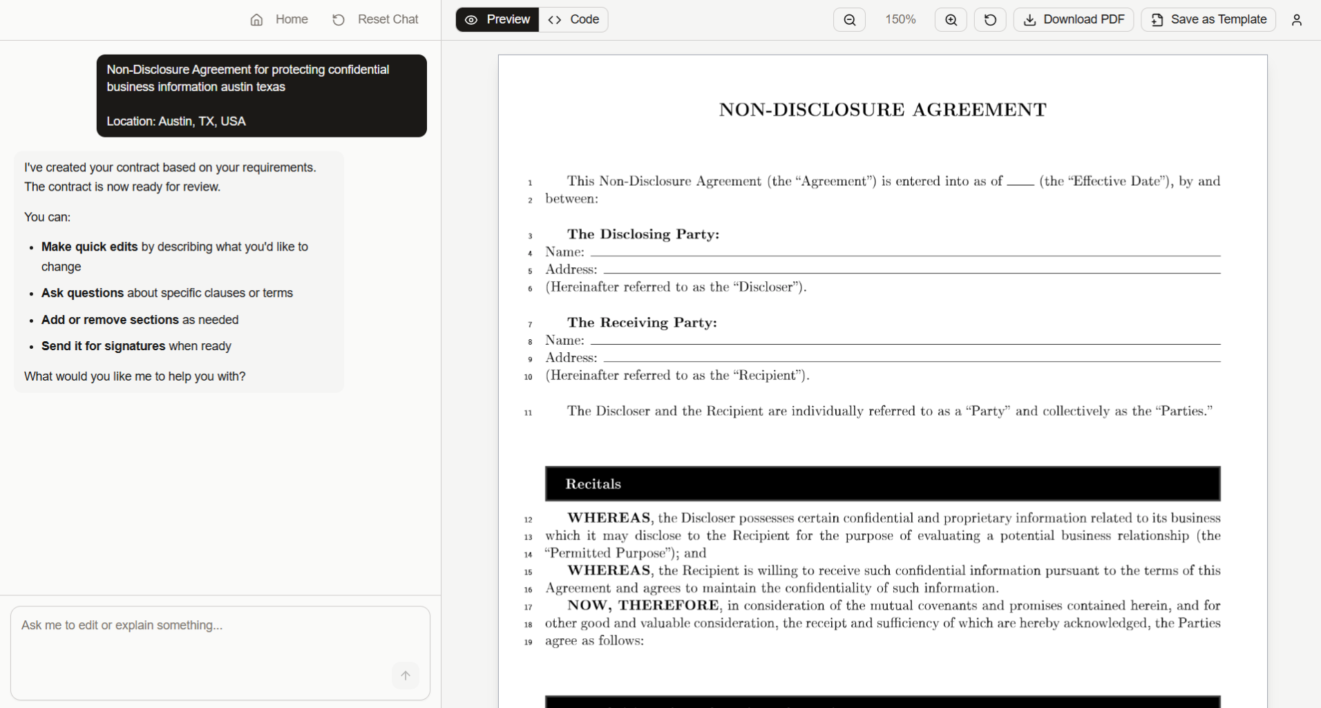 Contractgenerator.io Edit contracts