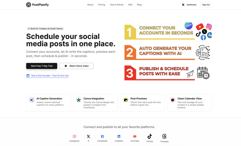 PostPlanify Landing Page