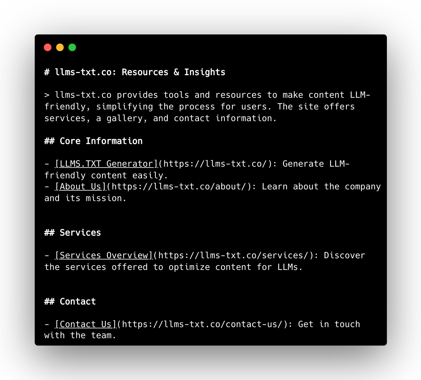 llms-txt.co LLMS.TXT Generator