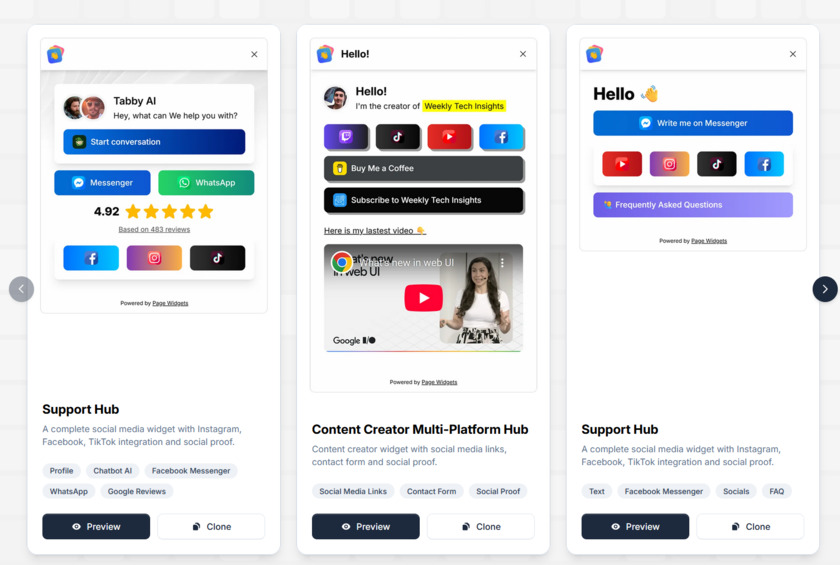 PageWidgets Landing Page