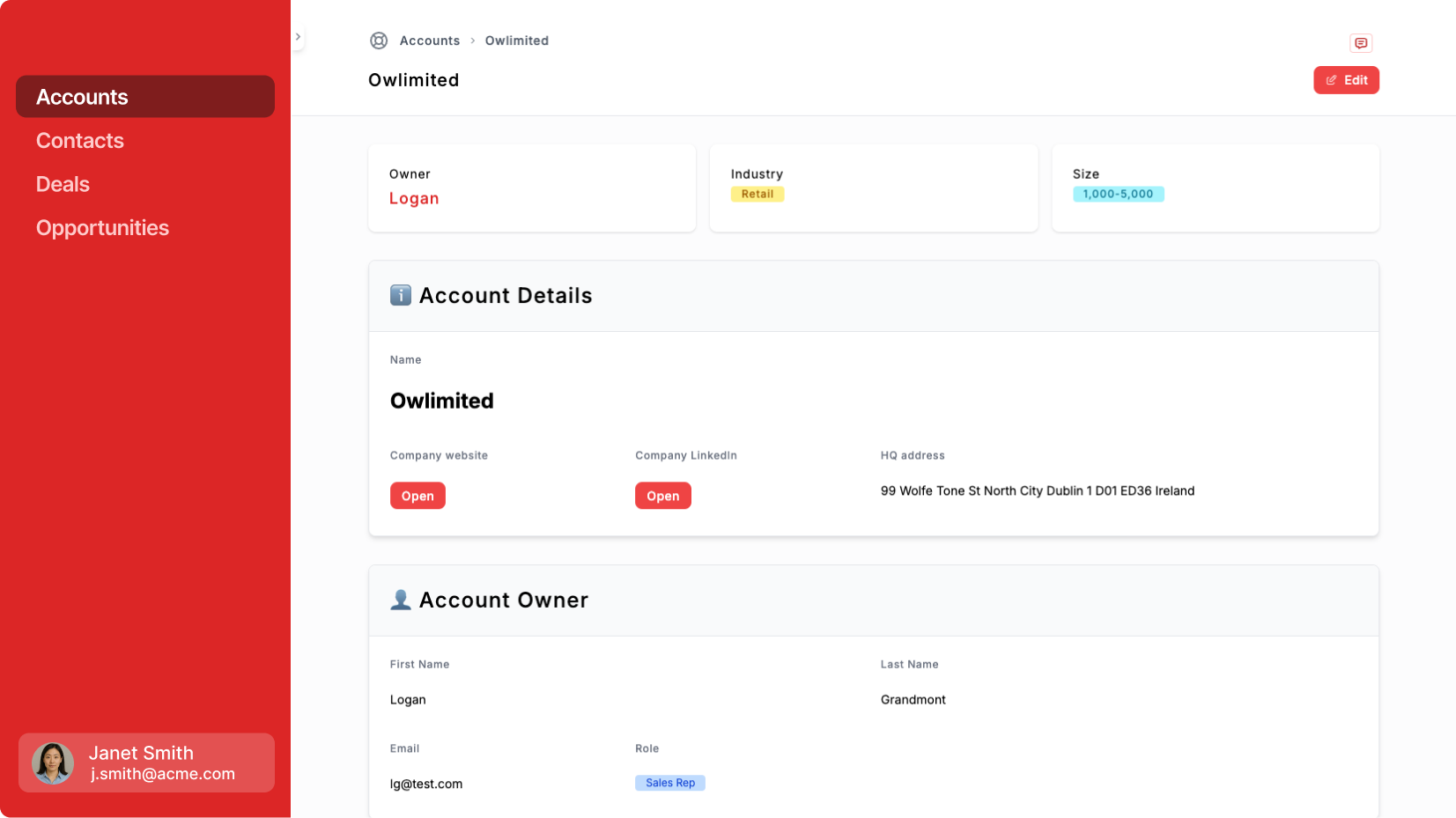 Noloco CRM app example