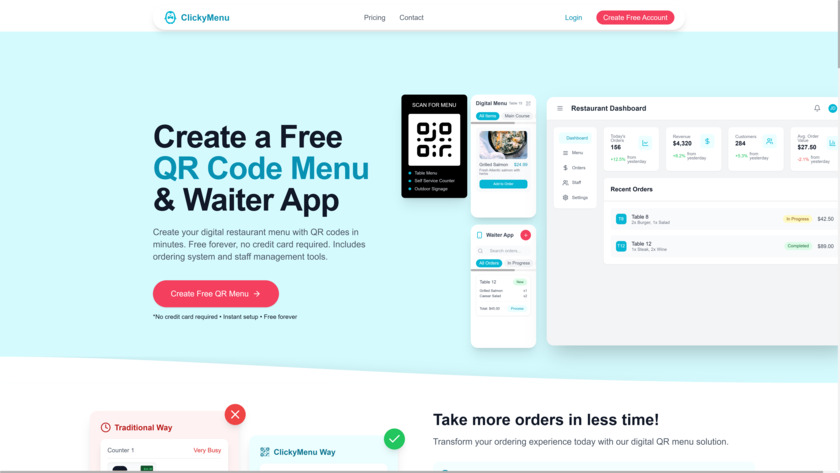 ClickyMenu.com Landing Page
