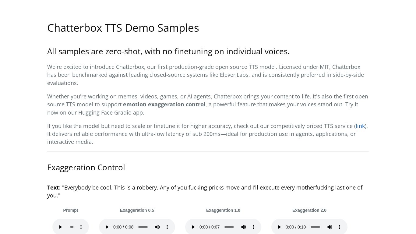 Chatterbox TTS Landing page