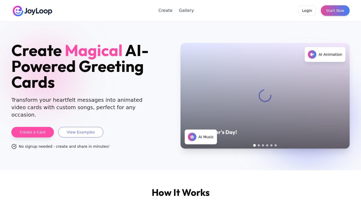 JoyLoop.ai Landing page