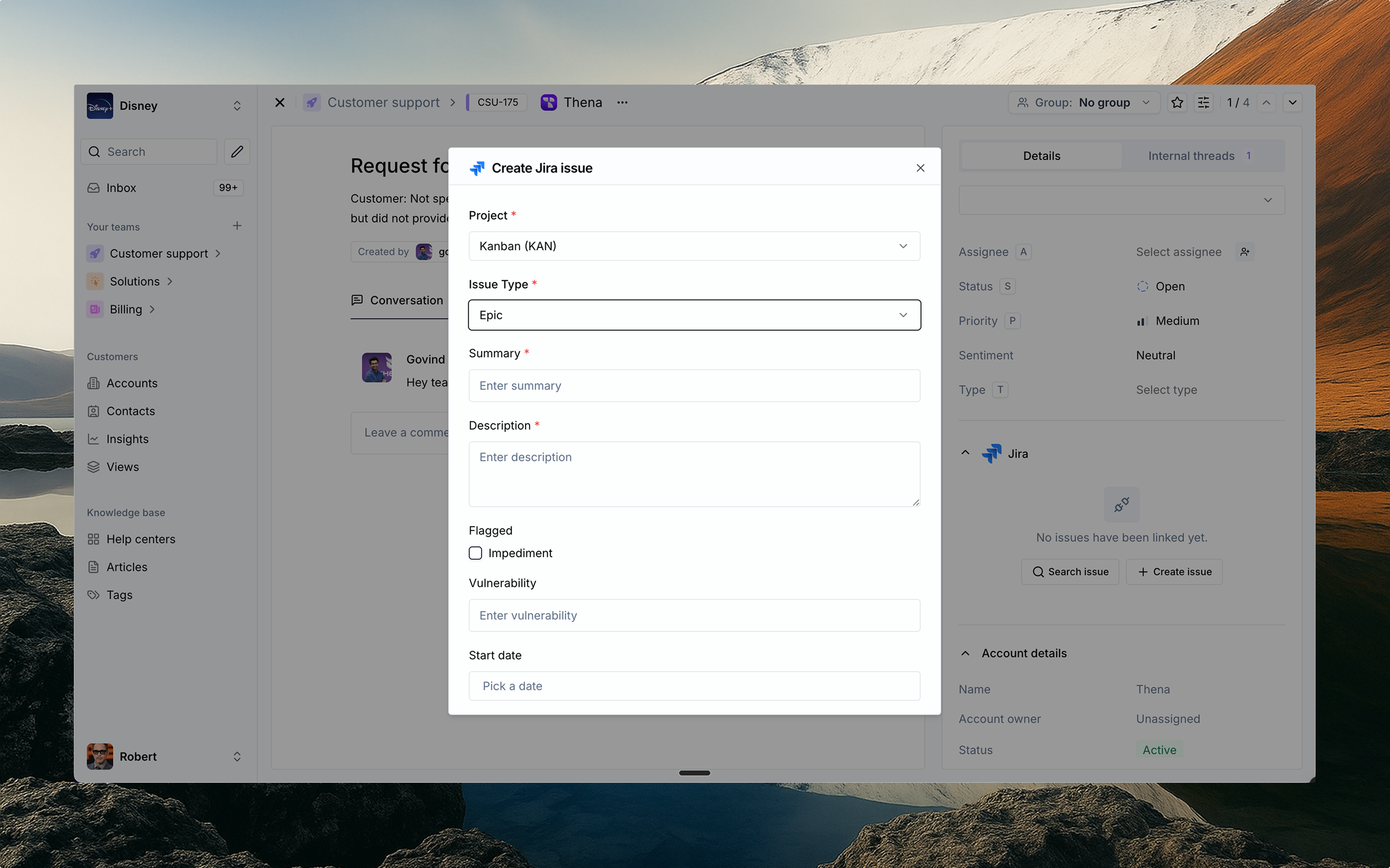 Thena AI Thena Jira integration
