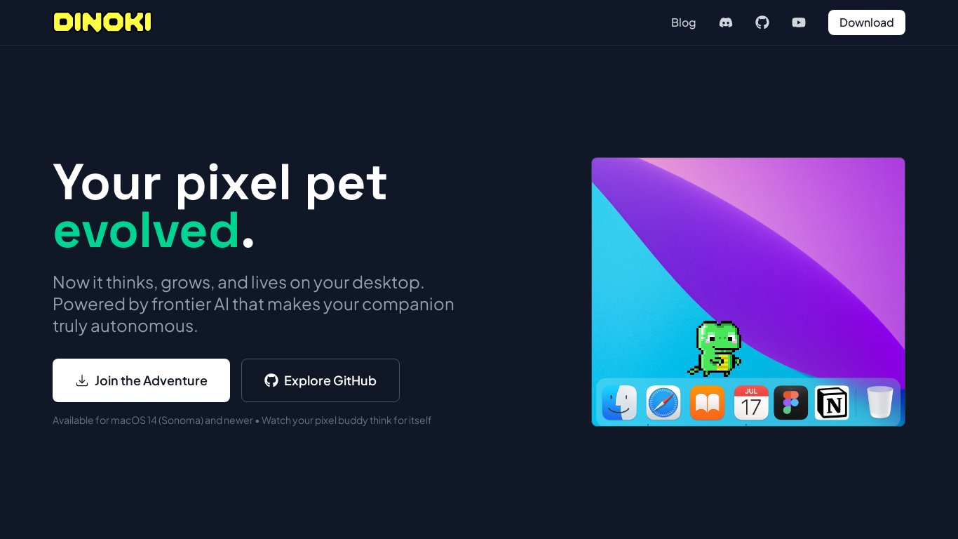 Dinoki Landing page