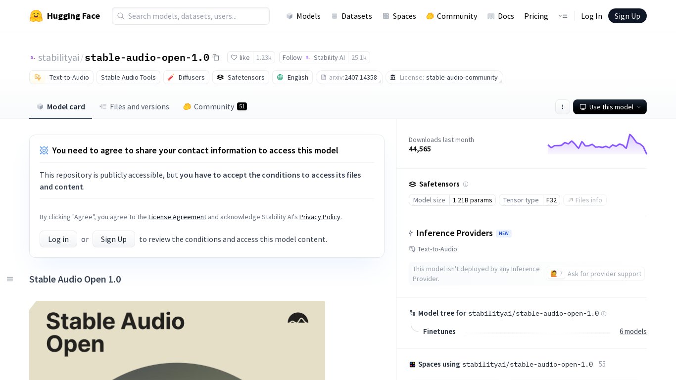 Stable Audio Open Landing page