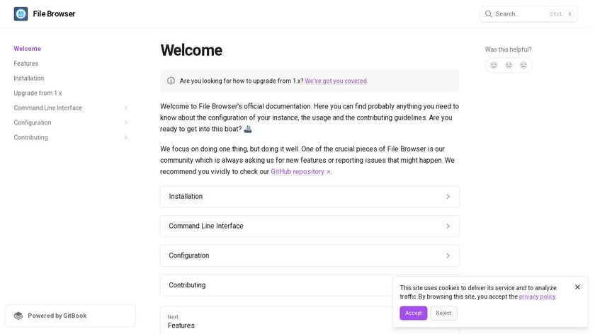 filebrowser.org Landing Page