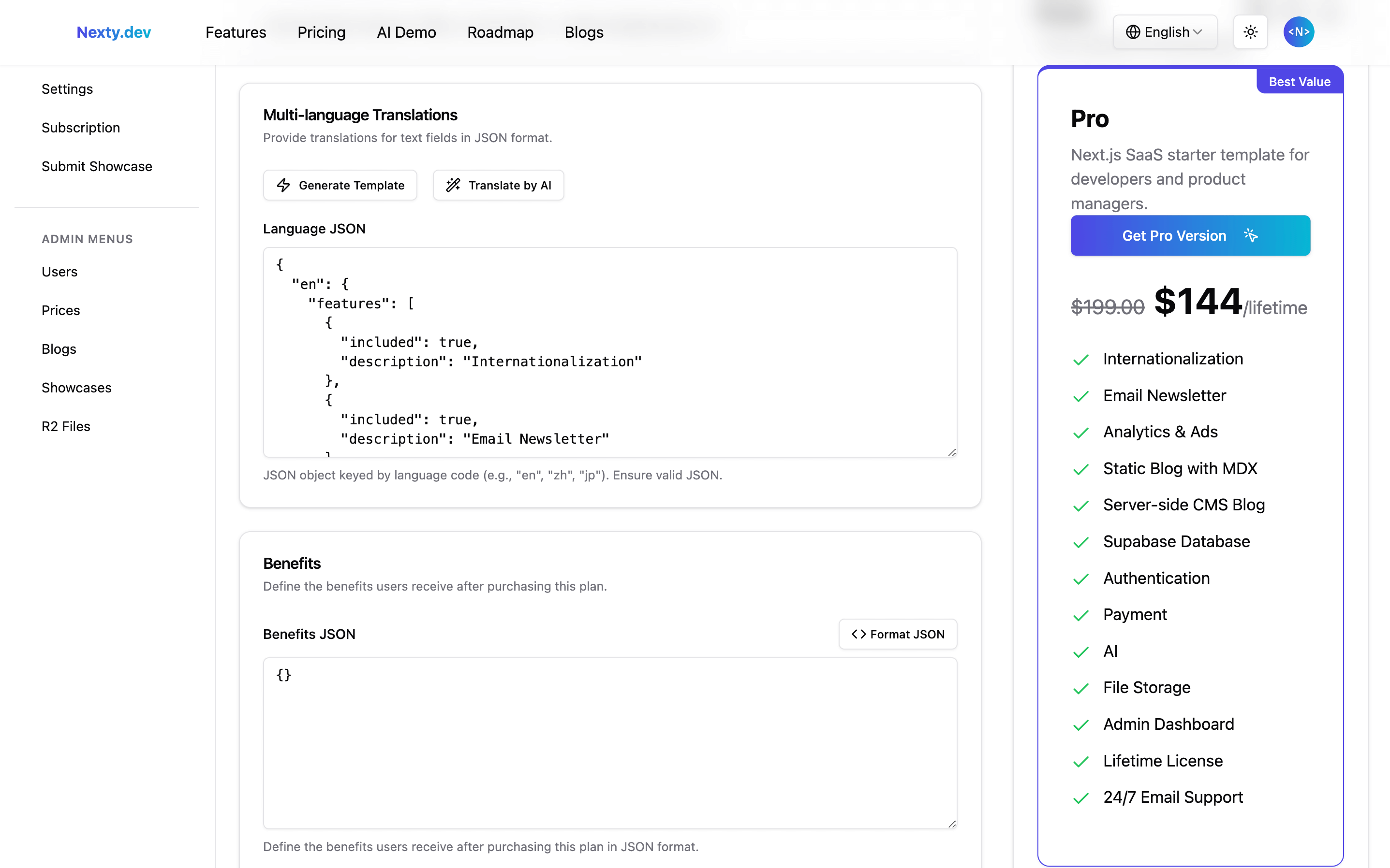 Nexty.dev Nexty.dev - Prices Edit Page