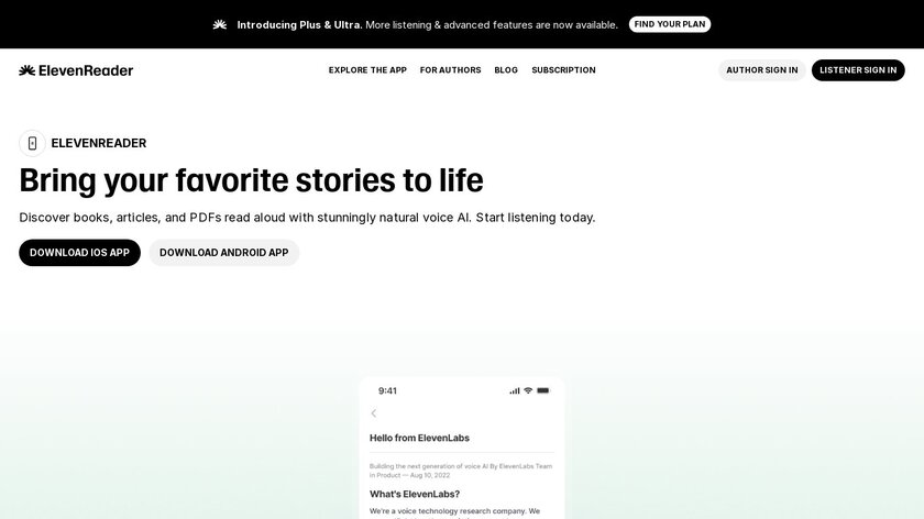 ElevenReader Landing Page