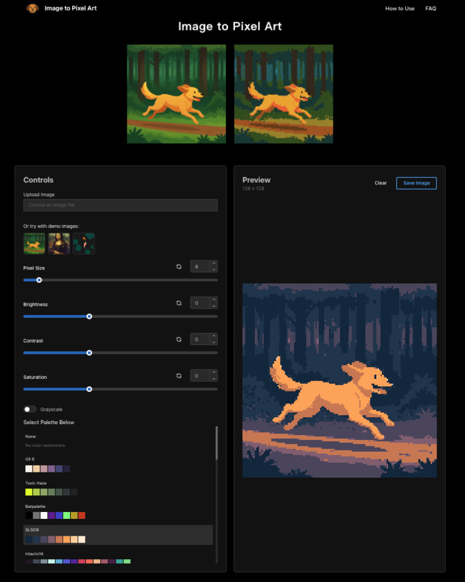 ImagetoPixelArt.net Landing Page
