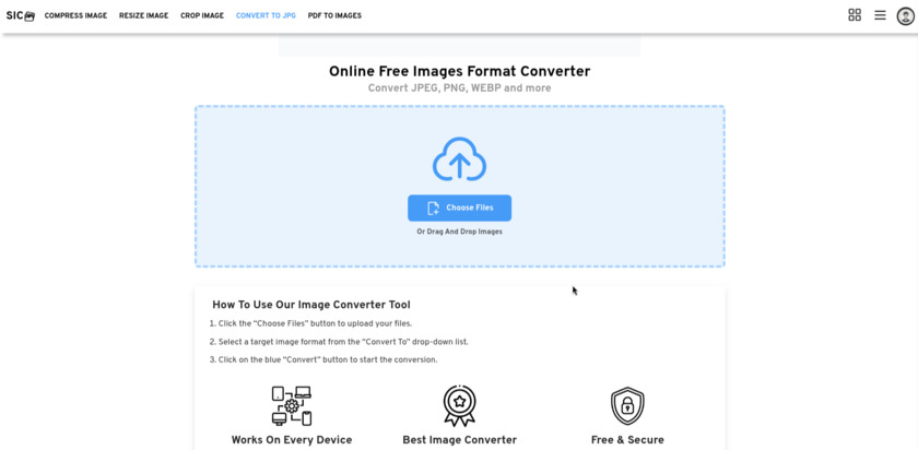 Simple Image Convert Landing Page