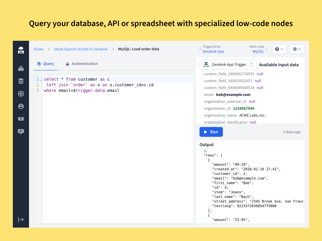 FactBranch Connect to your data sources in specialized connector nodes.